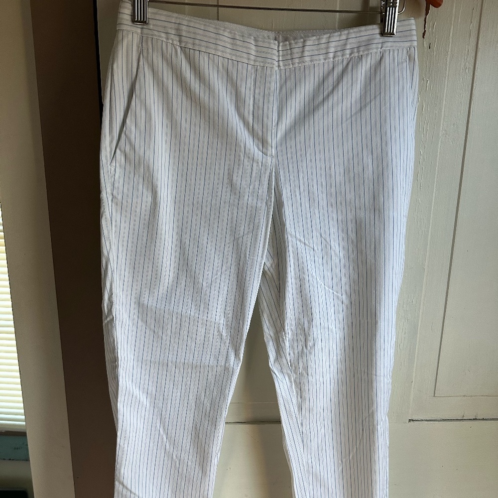 Theory Mid-Waist, Tapered, Cropped Pin Stripe Pant - SZ 2